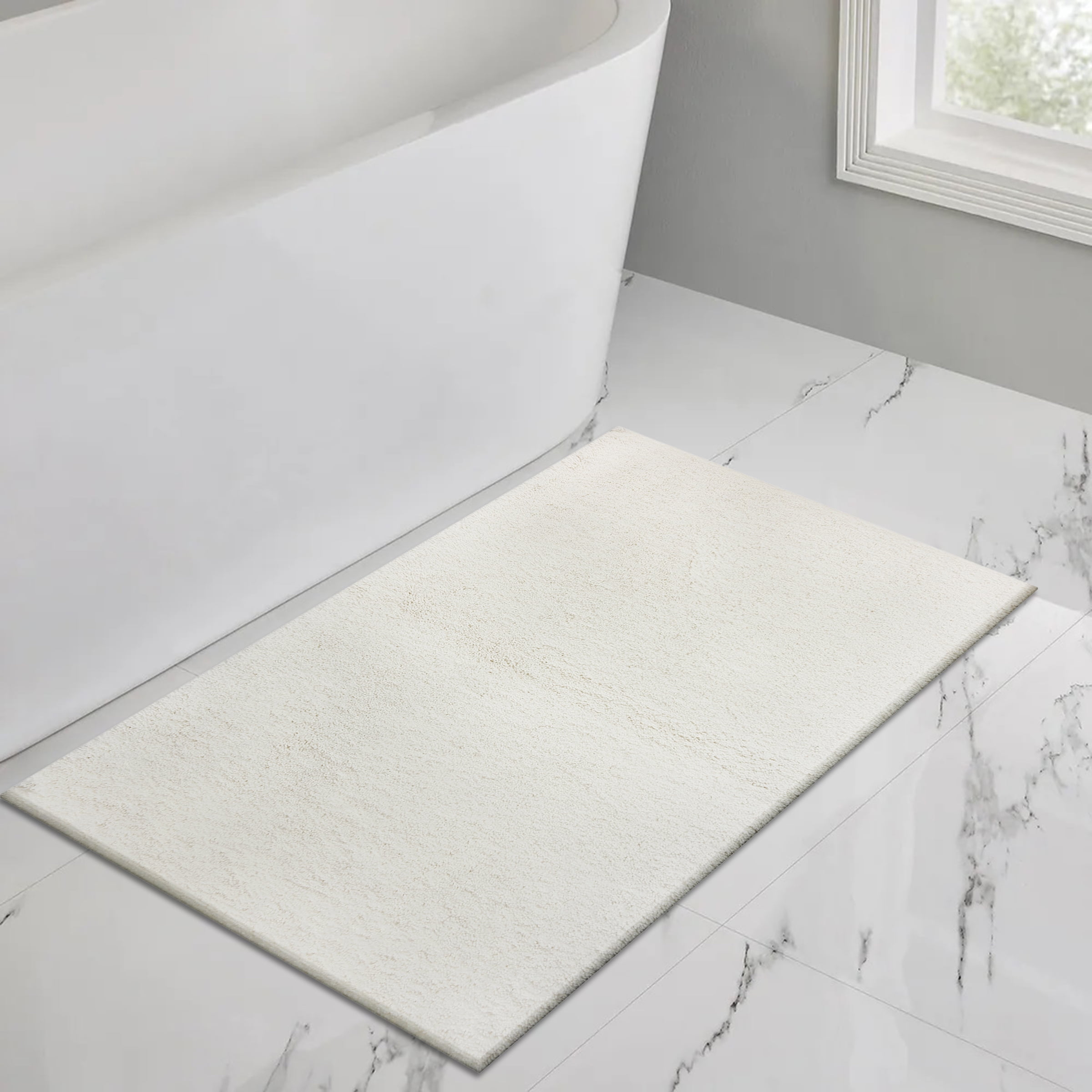 Mainstays Performance Recycled Polyester Bath Rug, Arctic White, 24" x 40"