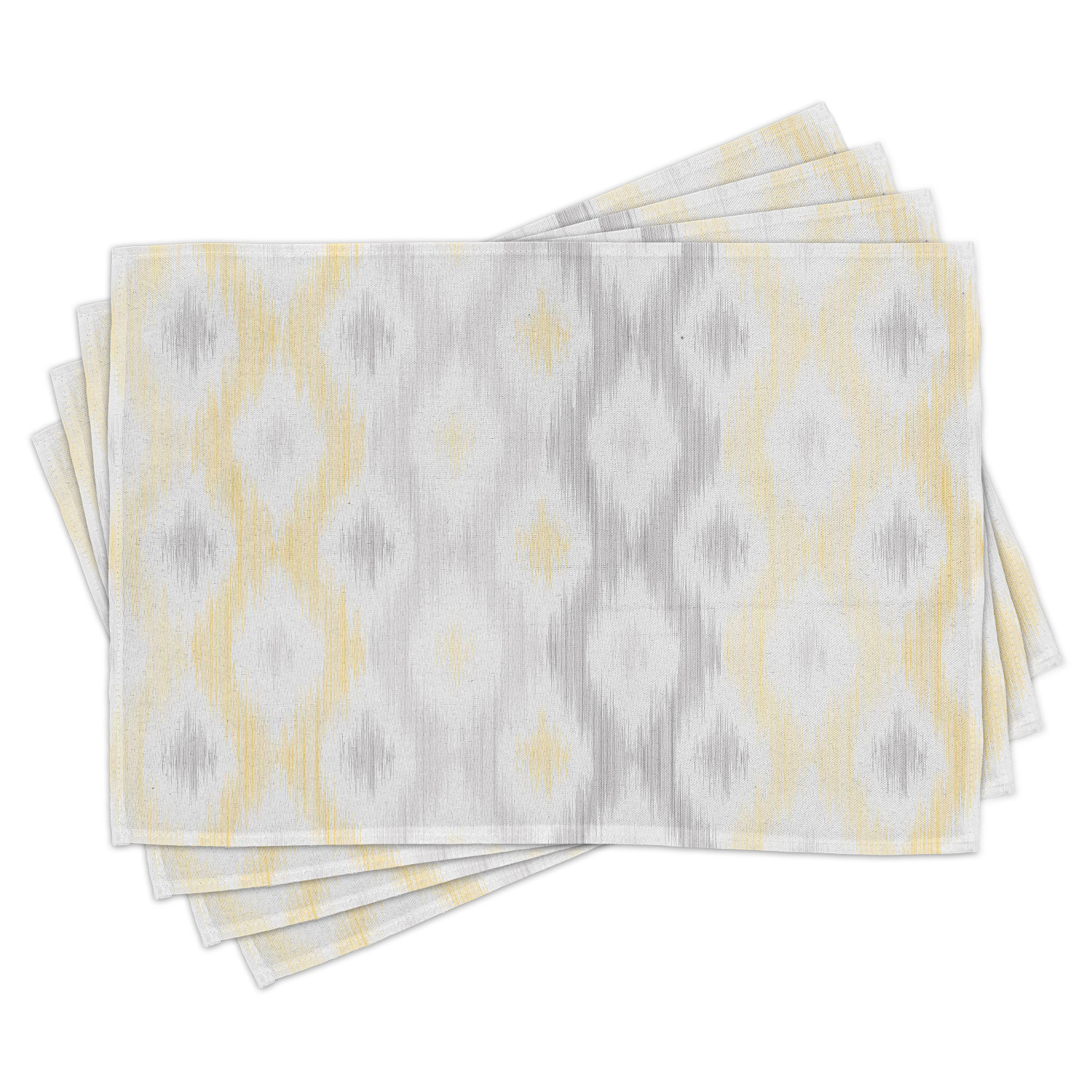 Grey and Yellow Placemats Set of 4 Sketchy Hand Drawn Abstract Chain
