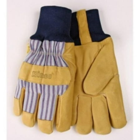 Kinco Insulated Work Gloves Men Kinco 1927KWL Work Gloves, Grain Pigskin Palm, Material Back, Knit Wrist, Heatkeep Insulated Lining, Large ()