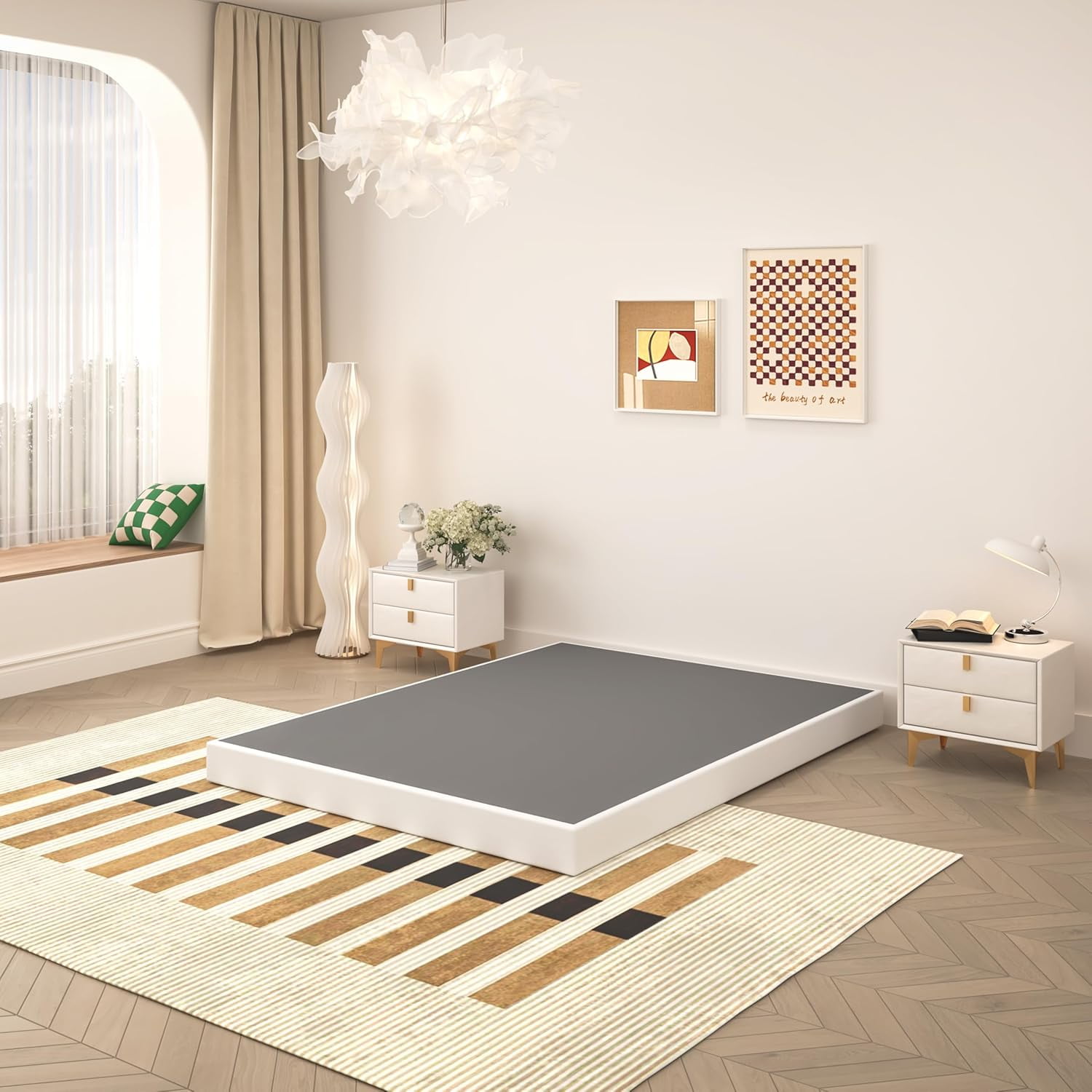 5 Inch Box Spring Full Size Bed, Heavy Duty Metal Mattress Foundation, 3000 lbs Capacity, Low Profile, Noise-Free, Easy Assembly with Fabric Cover