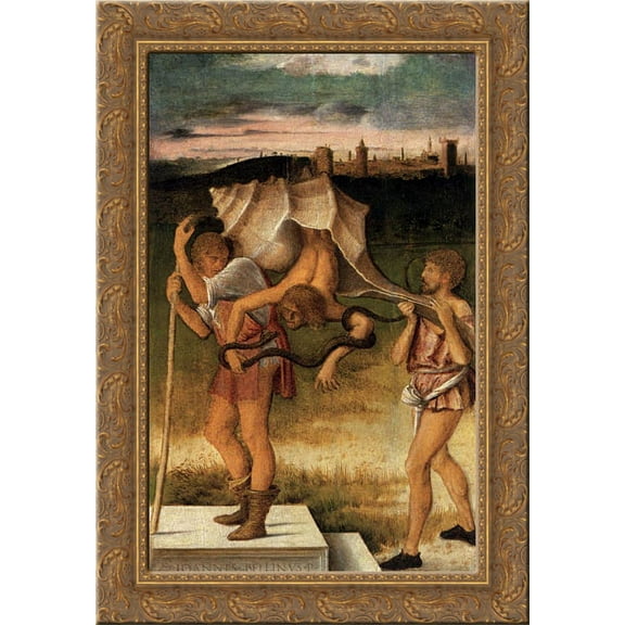 Four Allegories Falsehood (Wisdom) 19x24 Gold Ornate Wood Framed Canvas Art by Bellini, Giovanni