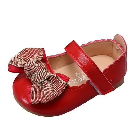 

Wesracia Toddler Shoes Toddler Infant Kids Baby Girls Soft Butterfly Knot Princess Leather Shoes