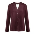 thumbnail image 4 of HAiming Womens Long Sleeve Sweatshirt V Neck Button down Jackets Fall Tops 2025 Trendy Casual Loose Blouse Outwears, 4 of 5