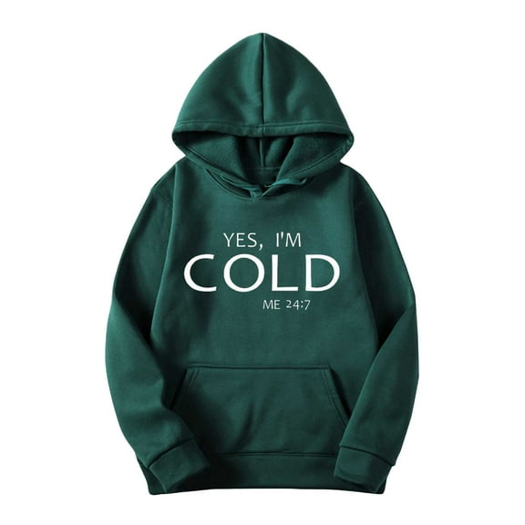 Aobny Thermal Plus Size Sweatshirt Letter Green Hooded Hoodie Sweatshirt Men Workout Tops,L