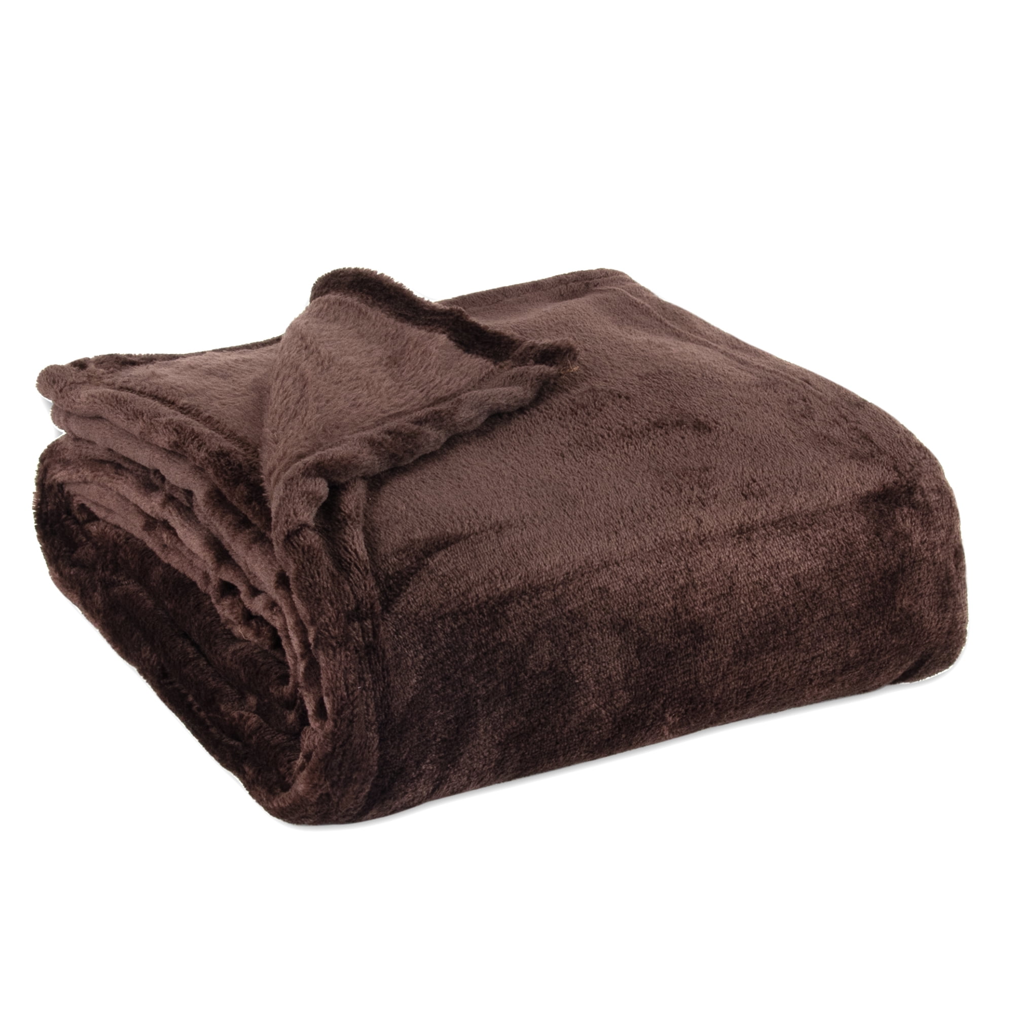 24 Pack of Bulk Wholesale Soft Cozy Plush 60”L x 50”W Lightweight Reversible Microfiber Sherpa Throw Blankets for Adults, Kids, Pets, Beds, Couches and Loveseats in Chocolate Brown