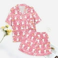 thumbnail image 5 of PMVFHDE Pyjamas Mignons Mode pour Enfants Imprimé Boutonné Col à Revers Manches Courtes Ensemble de Pyjamas Rose, 10-11 Ans, 5 of 5