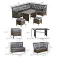 thumbnail image 2 of 6pcs Outdoor Rattan Sofa Set Garden Wicker Sectional Couch Furniture Set with Dining Table and Chair Dark Grey, 2 of 7