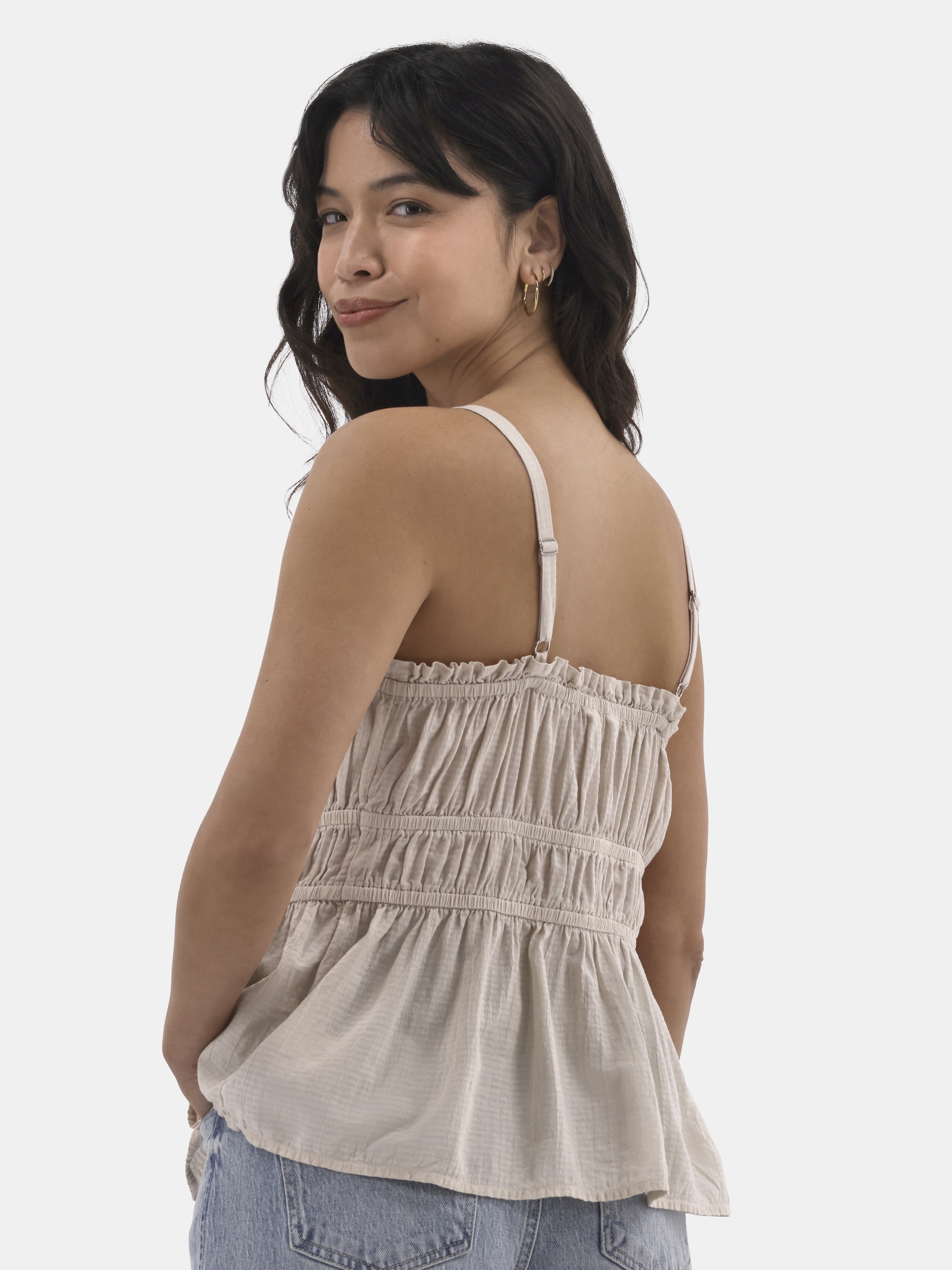 Time and Tru Women's Smocked Tank Top, Sizes XS-XXXL
