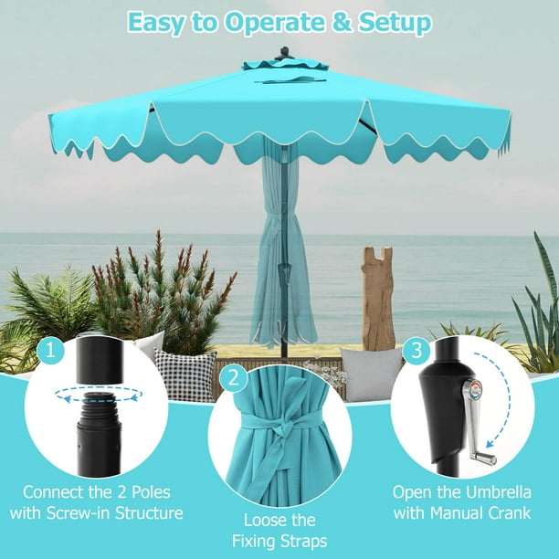 1/2 umbrella for patio 9x12ft 2-Tier Outdoor Solar LED Cantilever Best Choice Products patio or deck Costway 15 Ft Patio Double