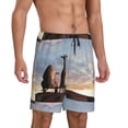 thumbnail image 2 of Wukai Elephant Giraffe Men’s Short Pajama Pants With Pockets Soft Sleep Pj Shorts for Men-Large, 2 of 6