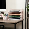 thumbnail image 2 of Mind Reader Stackable Paper Tray, Desktop Organizer, File Storage, Office, Metal, 4 Pcs., Pink, 2 of 7