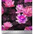 thumbnail image 1 of Soimoi Polyester Crepe Fabric Paisley,Leaves & Lotus Flower Print Sewing Fabric Yard 42 Inch Wide, 1 of 1