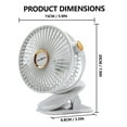 thumbnail image 6 of Vivicreate Portable Clip-on Rechargeable Fan 1200mAh 5 Speeds Ultra-Quiet 360° Rotation, Personal Desk & Table Cooling Fan, White, 6 of 6