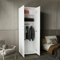 thumbnail image 3 of Xukmct Wood Armoire with 2 Inner Shelves and Rod, 2 Door Storage Cabinet for Living Room, Bedroom, White, 3 of 8