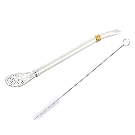 

GOOHOCHY Golden Stainless Steel Straw Spoon with Detachable Nozzle and Cleaning Brush for Drinking 304 Material