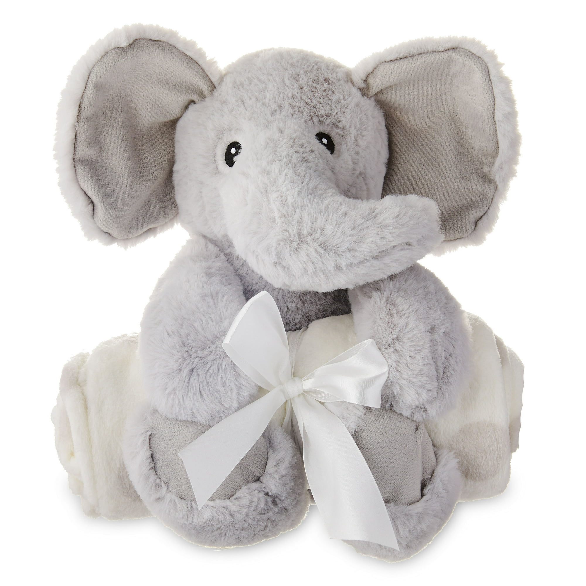 Parent's Choice Baby & Toddler White & Gray Dots Blanket and Plush Elephant Toy Set for Baby, Unisex