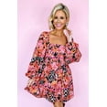 thumbnail image 5 of Women's Pink Bohemian Square Neck Puff Sleeve Mini Dress - Flowy Fit for Everyday & Special Occasions | [ZhiHiMeRi] | (US 12-14)L, 5 of 12