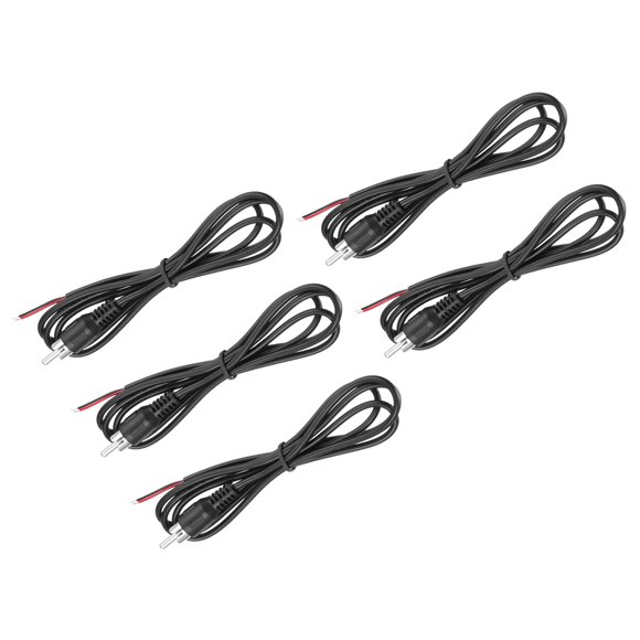 5pcs Speaker RCA Male Plug Jack to Bare Wire Open End Audio Cable Adapter for Amplifier Receiver Speakers, 1m