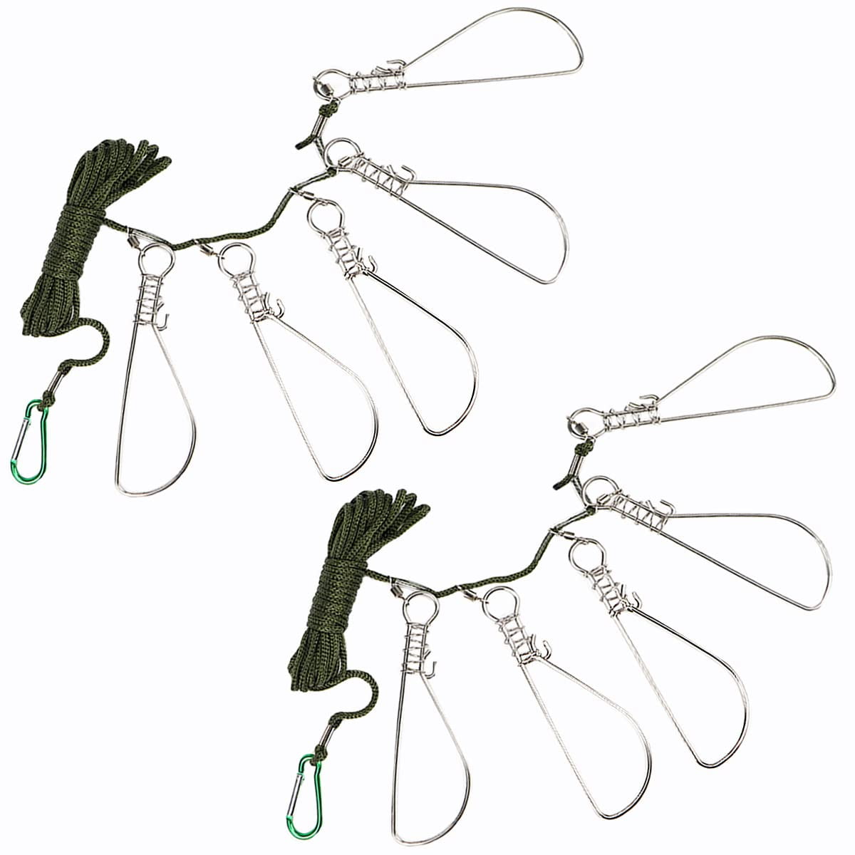 YOLUFER 2 Set of 16 Feet Fish Stringer Ropes Fish Stringer Clips