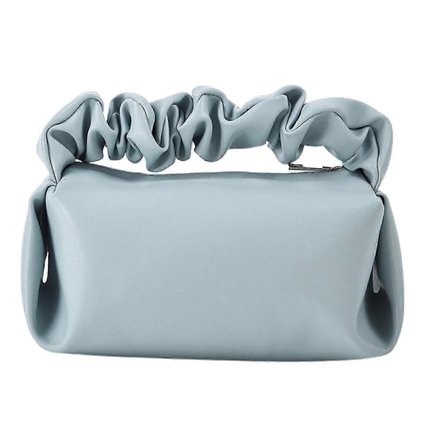 2026 Women Cosmetic Bag Leather Tote Cloud Clutch Mini Pouch Solid Handbag