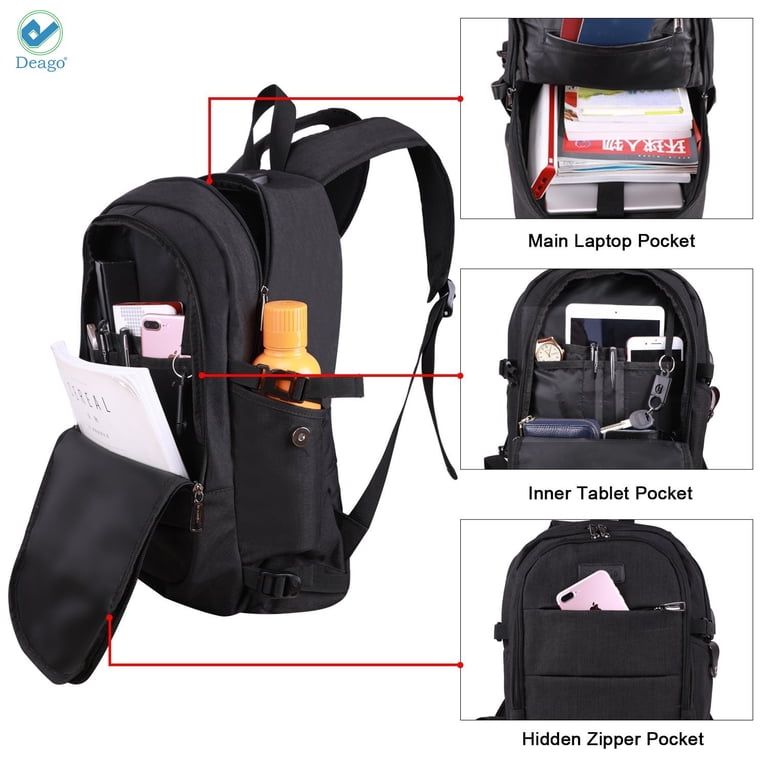 Anti Theft Travel Laptop Backpack 18.4 Inch USB Port AMBOR Anti-Theft Laptop  Backpack - 18.4 Inch, USB Charging Port, Water Resistant, 40L, Dark Grey Travel  Backpack For Men