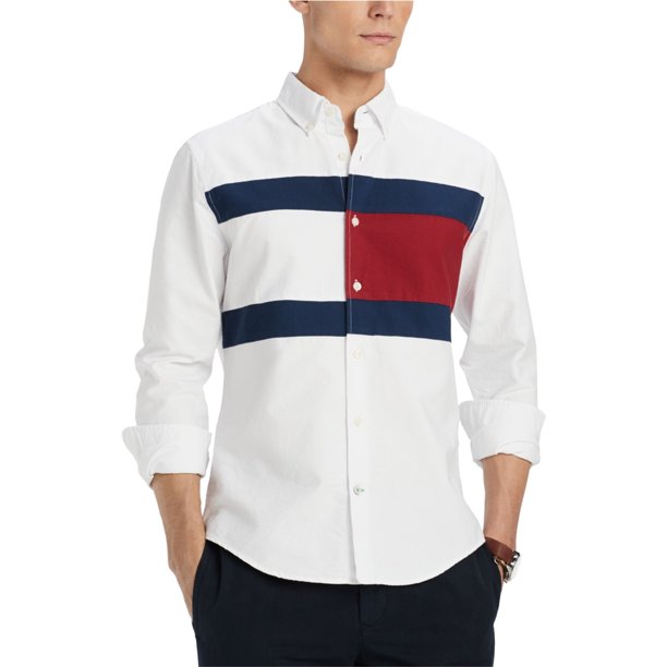 Tommy Hilfiger - Camisa con botones para hombre, color blanco, XXL