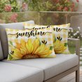 thumbnail image 3 of Outdoor Pillow Covers 20x12 Set of 2, Sunflowers Waterproof Patio Throw Pillow Covers for Couch Sofa Chair, Yellow Plaid Sunshine Vintage Country Bee Decorative Pillowcases for Throw Pillows, 3 of 9