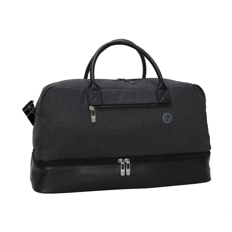 Protege 21 In Drop-Bottom Weekender Travel Duffel Bag, Charcoal 