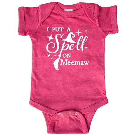 

Inktastic I Put a Spell on Meemaw Witch Hat and Broom Gift Baby Boy or Baby Girl Bodysuit