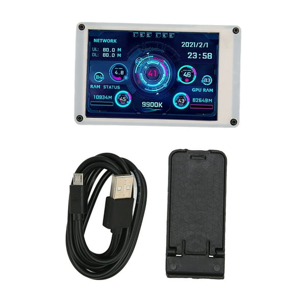 ZOUSSIQI Computer Temp Monitor 3.5 Inch IPS Dimmable Theme Editor Auto Off Dual USB Port PC CPU Data Monitor for GPU RAM Time EL225#59864