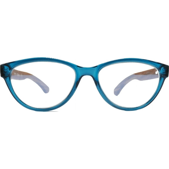 EYEGEMS Brand Blue Light Blocking Computer Reading Women Glasses  3.00 Eco Friendly Sustainable  Ladies Walnut Wood  Teal 3461