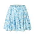 thumbnail image 3 of vigerkar Flowy Skirt for Women Casual Boho Ruffle Tiered Skorts High Waist Mini Skirts Blue, XXL, 3 of 8