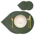 thumbnail image 1 of Juego de manteles y posavasos Uxcell de 2, manteles de mesa en forma de gota de cuero PU de doble cara, lavables, resistentes al calor, impermeables y a prueba de aceite para la mesa de cocina (Verde), 1 of 7
