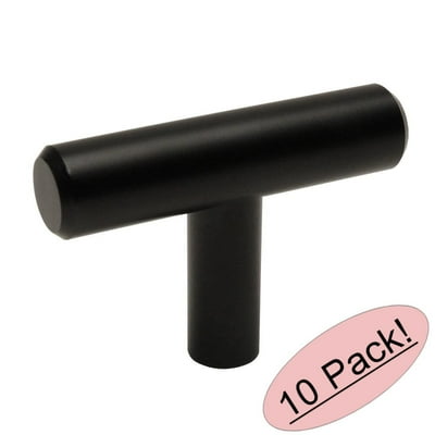 Cosmas 305FB Flat Black Cabinet Hardware Euro Style T Bar Knob - 2 Cosmas 305FB Flat Black Cabinet Hardware Euro Style T Bar Knob - 2