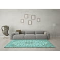 thumbnail image 3 of Ahgly Company Indoor Rectangle Medallion Light Blue Traditional Area Rugs, 2' x 5', 3 of 4
