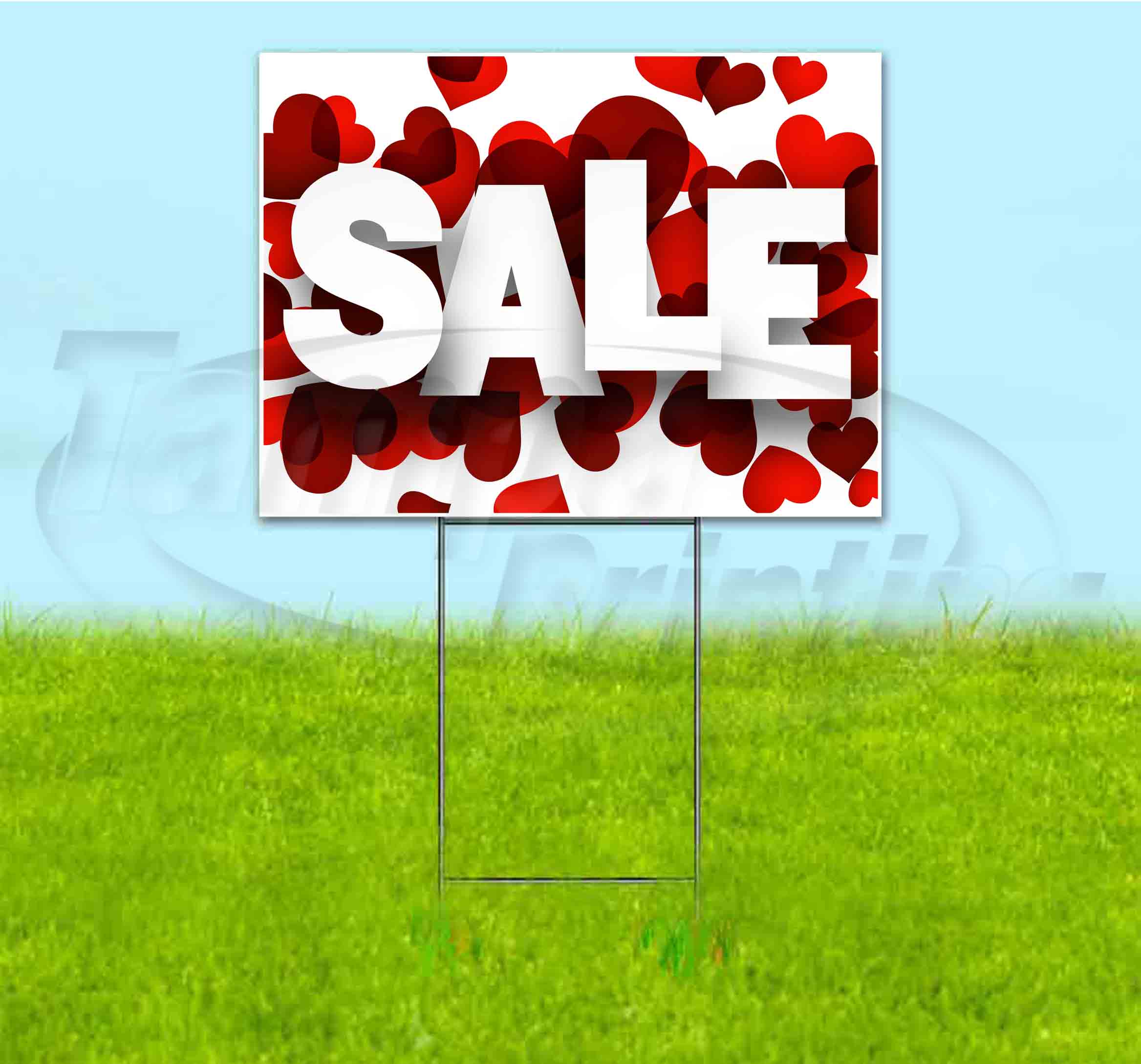 Sale With Hearts (18" x 24") Yard Sign, Includes Metal Step Stake