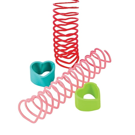 12 Mini Hearts Fun Express - Mini Heart Shaped Magic Springs for Valentine's Day - Toys - Value Toys - Magic Springs - Valentine's Day - 12 Pieces ()