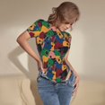 thumbnail image 3 of KLL Women 's Crew Neck Bodysuit Jumpsuits Colored Guitars Print Short onesies Stretch T Shirts, 3 of 5
