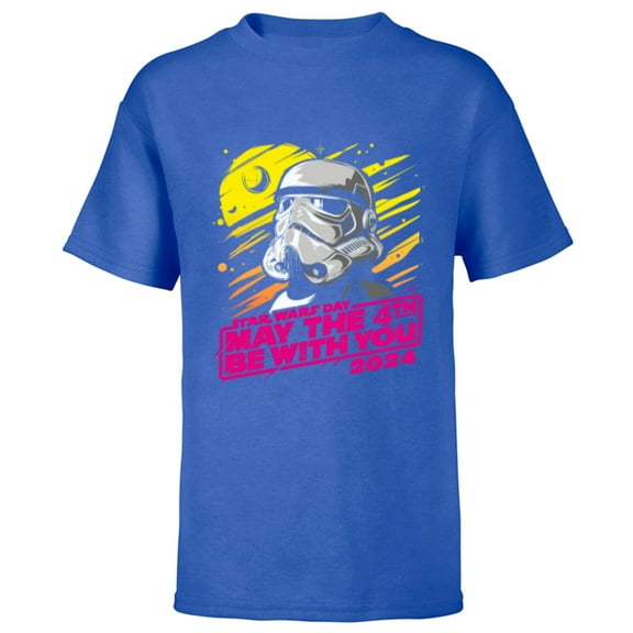 Star Wars Stormtrooper May the 4th Be With You 2024 - Short Sleeve T-Shirt for Kids - Customized-Royal