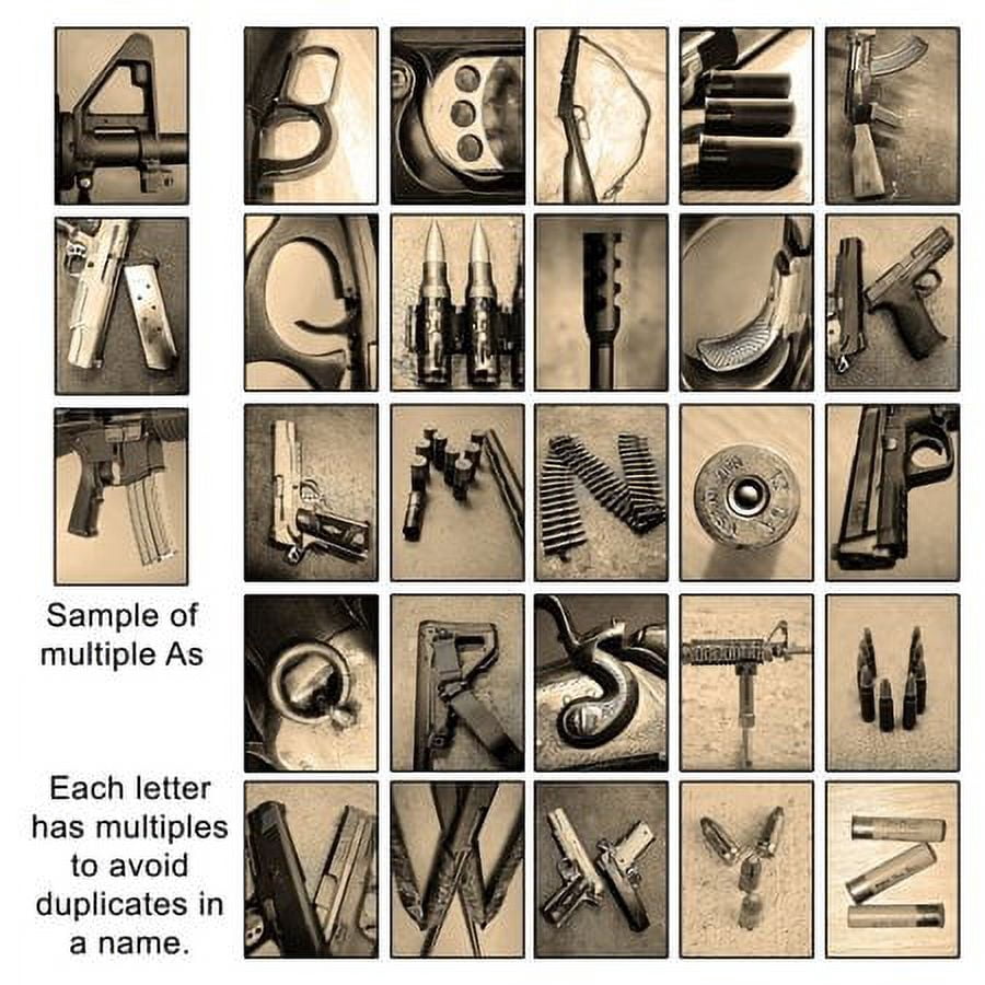 Personalized Firearm Guns Name Canvas Wall Art, Live Previews, Choose Each Photo, Multiple Options