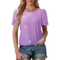 thumbnail image 4 of Busydd Womens Tops Trendy Tie Dye Round Neck T-Shirts Casual Short Sleeve Summer Tops Comfort Breathable Going Out Tops for Women, 4 of 7