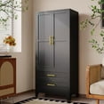 thumbnail image 4 of EROSOEI Metal Freestanding Armoire Wardrobe Clost With Hanging Rod and Drawers, 4 of 6