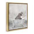 thumbnail image 2 of Stupell Industries Rustic Lodge Baby Hippo Bath Time Gold Floating Frame Canvas Art, 18 x 18, by Kim Allen, 2 of 7