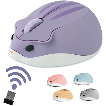 Wireless Mouse Cute Hamster Shaped Computer Mouse 1200DPI Less Noice ...