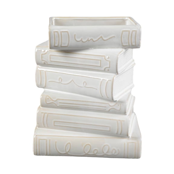 7"H Ceramic Stack Book Vase