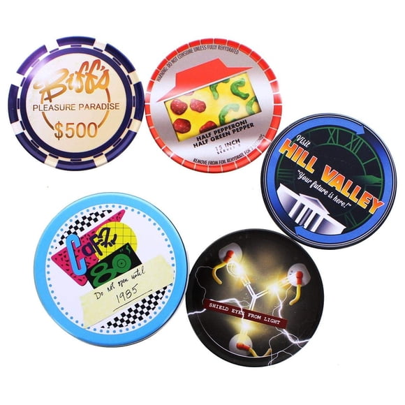 Coaster Set Back to The Future Café 80, lata de metal de 4 piezas