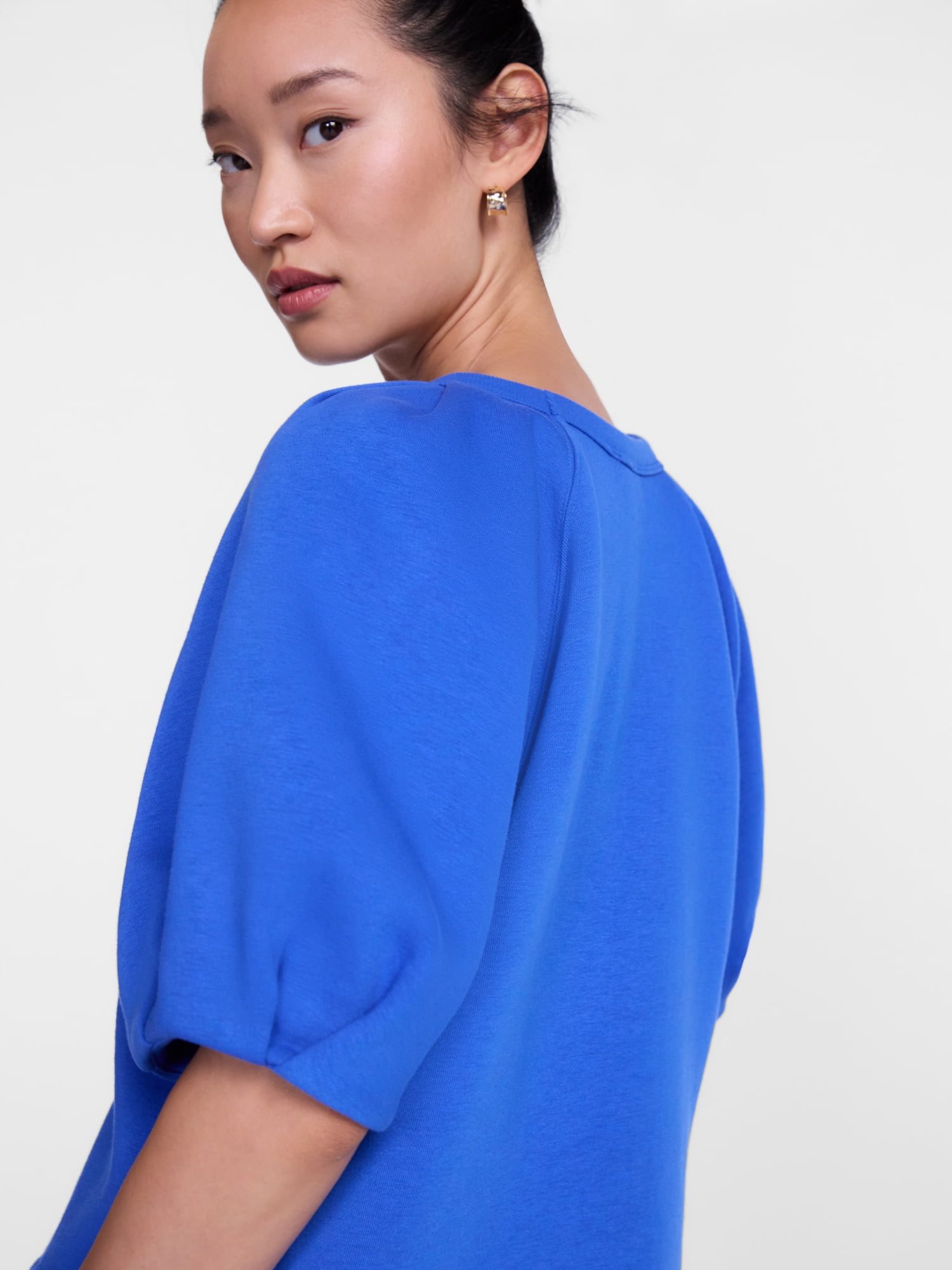 Scenario Women's and Women's Plus Fleece Top with Lantern Sleeves, Size XS-4X