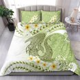thumbnail image 2 of Green Hawaii Shark Tattoo Bedding Set Frangipani With Polynesian Pastel Version, 2 of 6