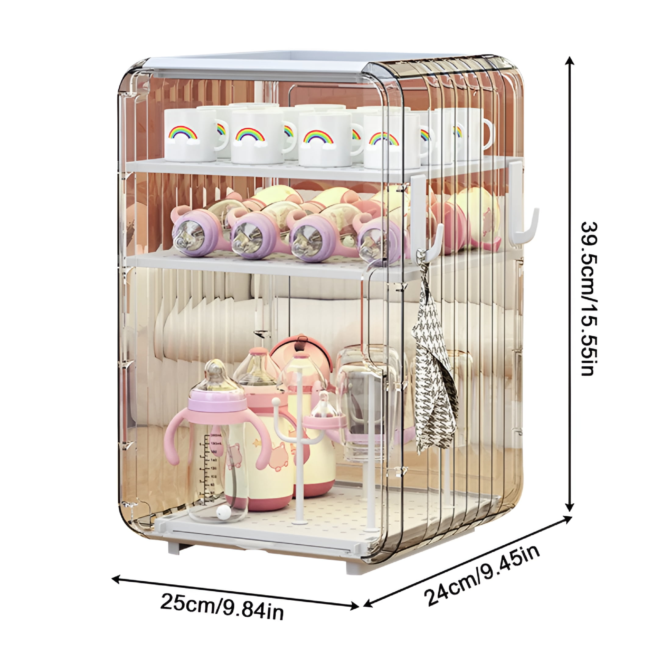 ACDANC 2026 New Dustproof Bottle Storage Rack-Stackable Clear Cup Organizer Box for Cabinet Desktop,Space-Saving Baby Bottle Drying Rack with Cover