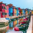 thumbnail image 2 of Frank, Assaf 20x20 Black Ornate Wood Framed with Double Matting Museum Art Print Titled - Multi-Coloured houses next to a canal, Burano, Italy, 2 of 4